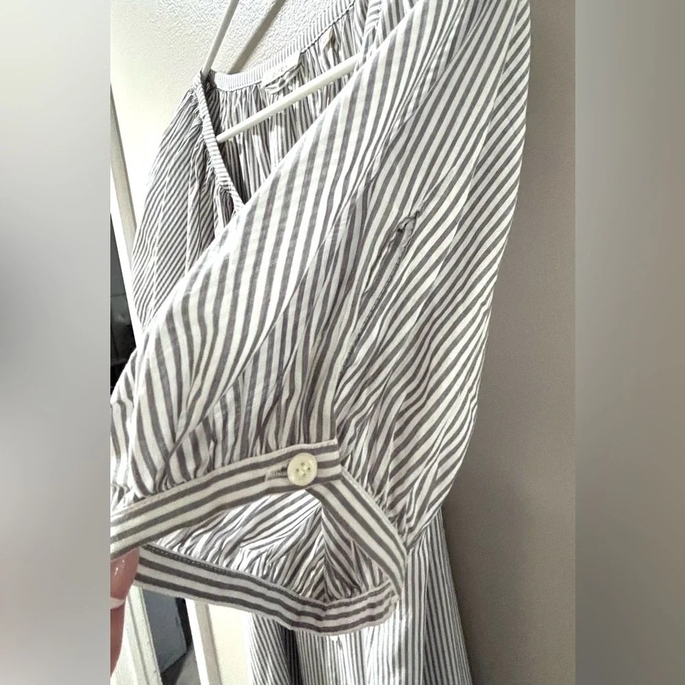 DÔEN Juno Belted Striped Brighton Midi Dress, Puff Sleeve, Cottagecore, Belt, XS - Picture 11 of 15